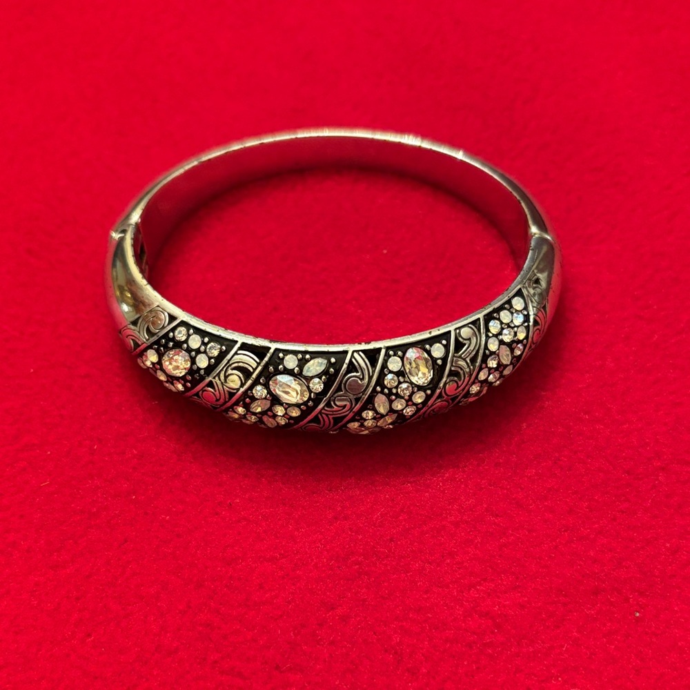 Elegant Silver and Black Bangle Bracelet